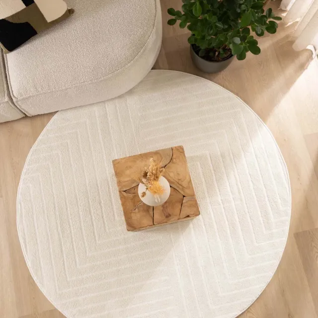 Nordic Weavers Rond vloerkleed Scandinavisch - Contour Edge crème 160