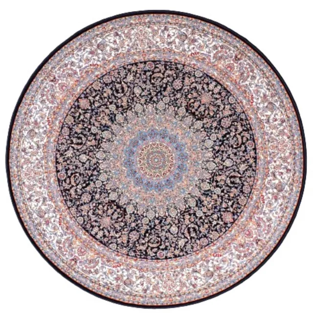 SusaStyle Perzisch Vloerkleed – Shahkar Darkblue – Tapijt 250 cm – Rond donkerblauw/zwart