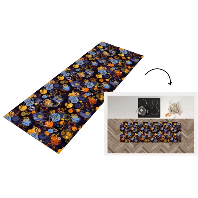 KitchenYeah Keukenloper - Loper keuken - Patroon - Abstract - Ringen - 150x50 cm - Keukenloper vinyl Multicolor