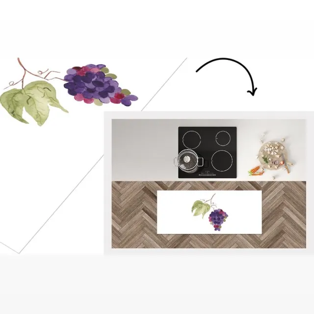 KitchenYeah Keukenloper - Loper keuken - Druiven - Bladeren - Tak - Keukenloper vinyl Multicolor