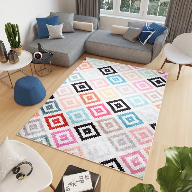 Tapiso Toscana Vloerkleed Veelkleurig Marokkaanse Trellis Tapijt Maat- 140x200 Kleurrijk