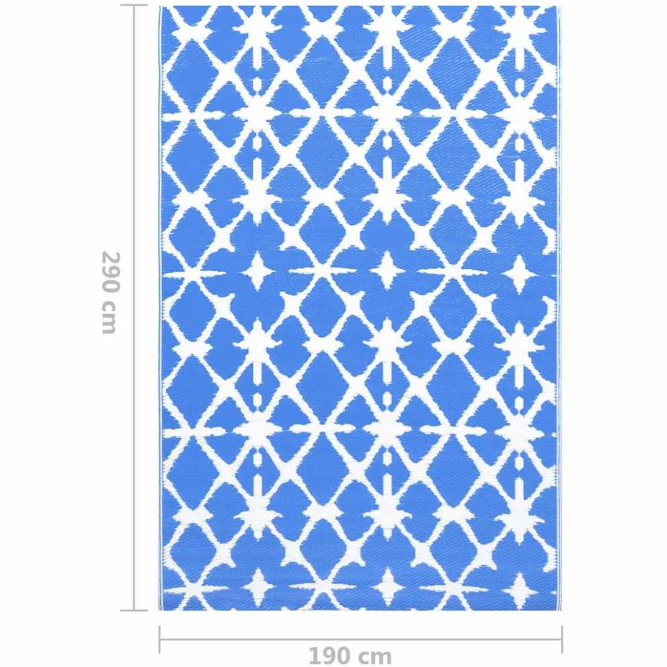 vidaXL Buitenkleed ARAKIL 190x290 cm PP blauw en wit, foto 2