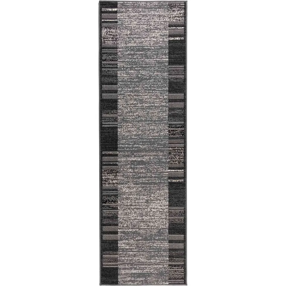 vidaXL Tapijtloper FLORNES Geweven Grijs Strepen 67 x 400 cm PP 7 mm