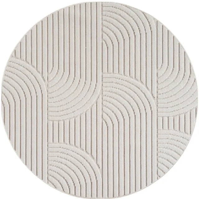 Dutch XXL Rond Japandi Vloerkleed | Tapijt | Helix | Bogen | Crème | 160x160 cm