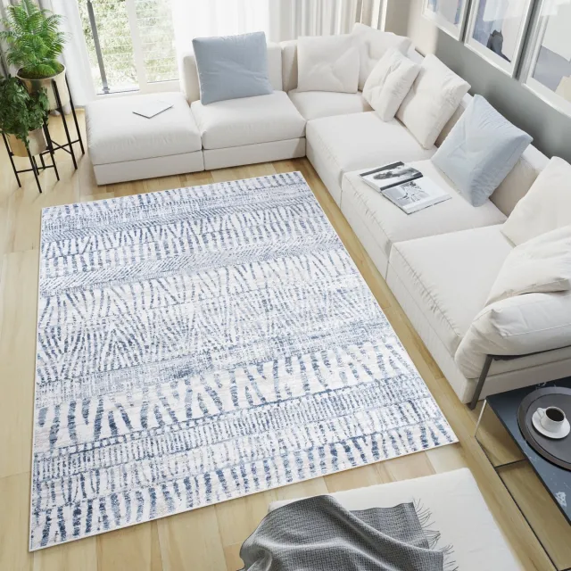 Tapiso Sky Vloerkleed Blauw Licht Woonkamer Slaapkamer Tapijt Blauw Grijs1