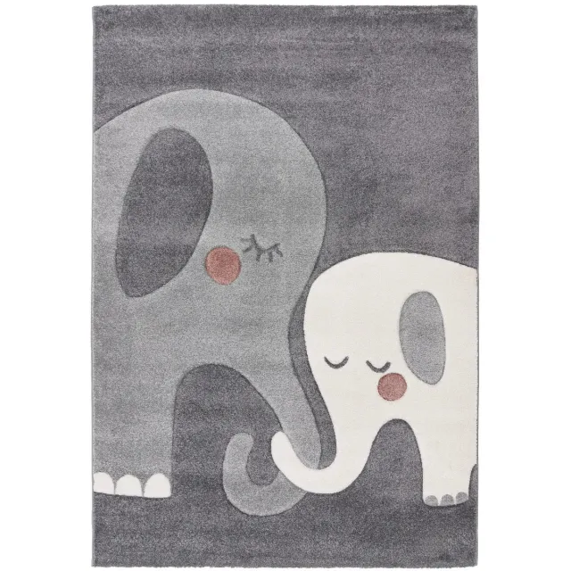 Dutch XXL Kindervloerkleed | Tapijt | Happy | Olifanten | Zilver | 80x150 cm