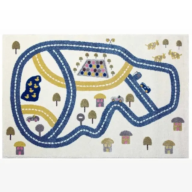 Art for Kids kindertapijt racebaan 80 x 150 cream
