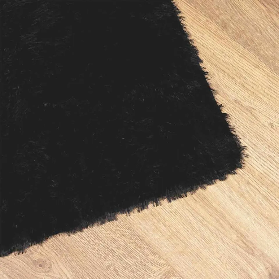 vidaXL Hoogpolig vloerkleed NAVARRA 80x150 cm polyester zwart, foto 4