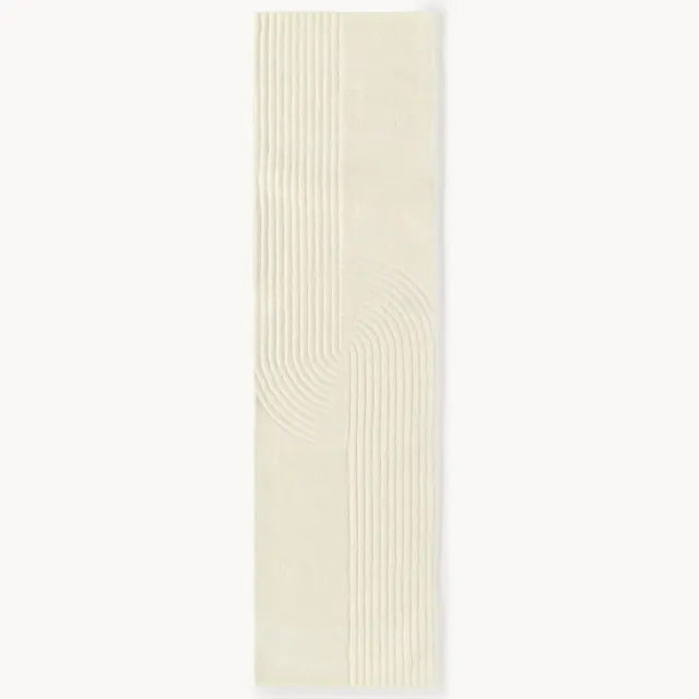 Westwing Collection Handgetuft wollen loper Mason Wit