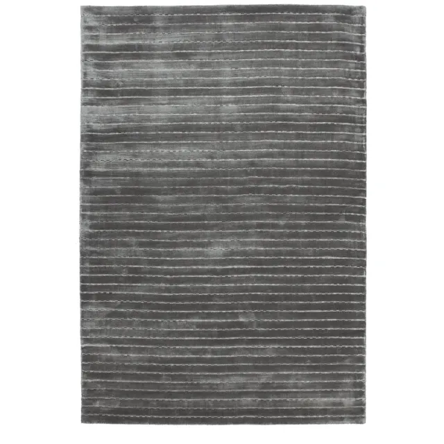 Padiro stijlvol laagpolig vloerkleed 120 x 170 cm - lichtgrijs - modern streeppatroon - van viscose, wol en katoen