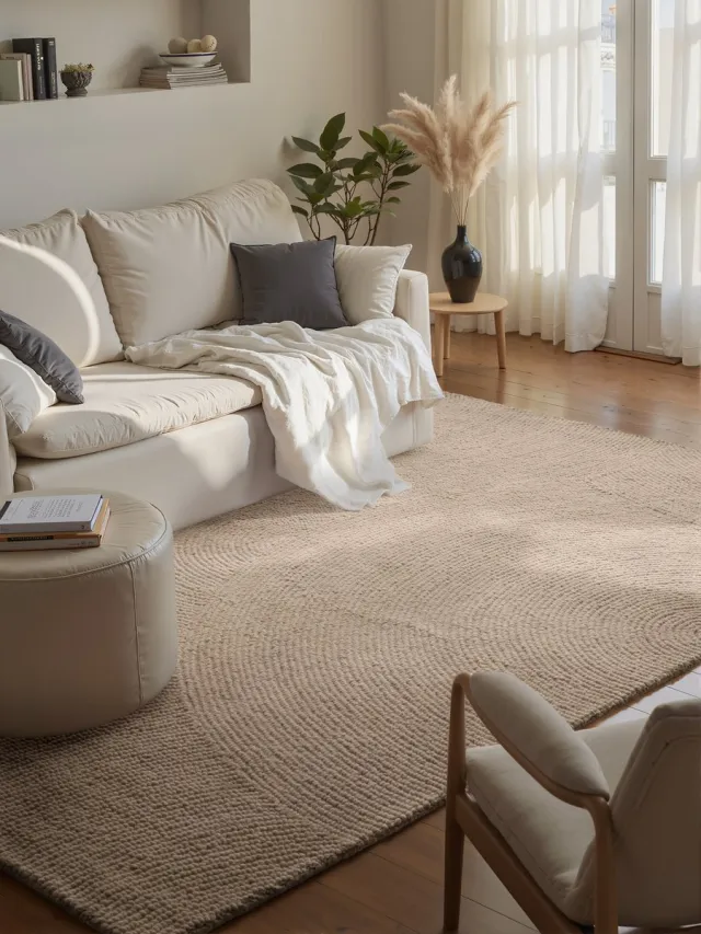 flycarpets Calmio Wollen Vloerkleed Beige - Laagpolig - Japandi / Scandinavisch - 120x180 cm