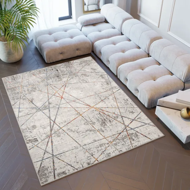 Tapiso Venezia Vloerkleed Beige Modern Lijnen Woonkamer Tapijt Beige 2