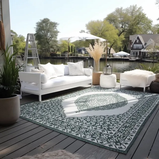 flycarpets Elle Decoration - Binnen & Buitenkleed - Omkeerbaar - Meekly - Groen - 120x170 cm