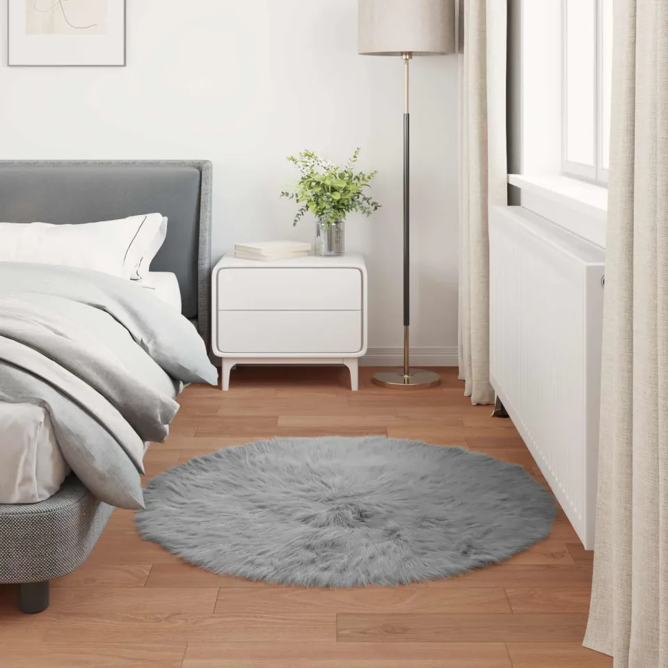 vidaXL Tapijt van imitatie TAFALLA Grijs Ø 120 cm Polyester, foto 3
