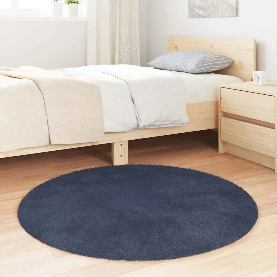 vidaXL Hoogpolig vloerkleed NAVARRA 100x100 cm polyester marineblauw, foto 3
