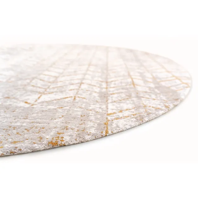 Louis de Poortere Wasbaar Binnen & Buiten Vloerkleed - 290 x 290 cm - Louis De Poortere Jacob's Ladder Central Yellow - Laagpolig Tapijt - Gerecycled PET - Made in Belgium - Circulair Beige