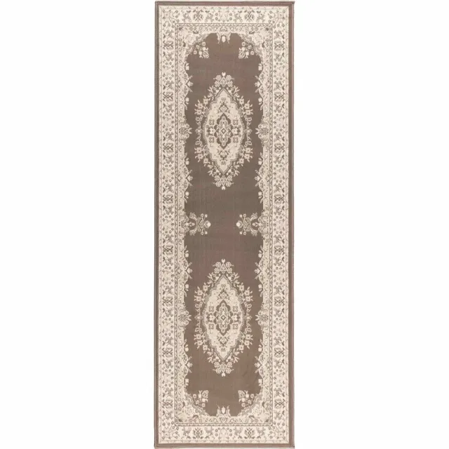 vidaXL Lopers - Tapijt - FLORNES - Geweven - Taupe - patroon - 80 - x - 150 - cm - PP - 7 - mm Taupe patroon
