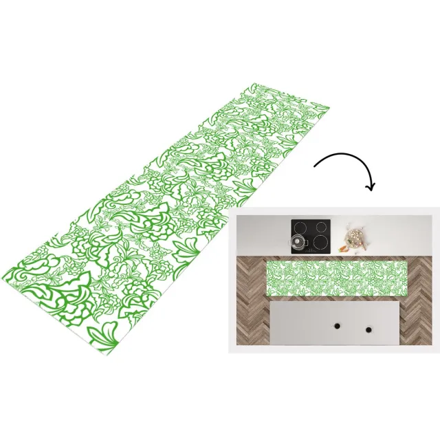 KitchenYeah Keukenloper - Loper keuken - Planten - Orientalism - Patroon - 200x50 cm - Keukenloper vinyl Multicolor