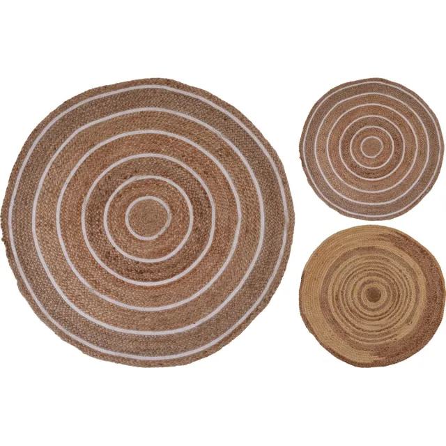 Home & Styling Home&Styling Vloerkleed Jute boho - Dia 90 cm - 2 Soorten - Naturel Multi