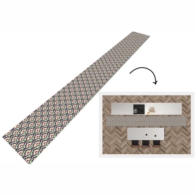 KitchenYeah Keukenloper 480x60 cm - Keukenmat vinyl Patroon - Retro - Bloemen - Keukenmatten loper - Keuken vloerkleed tapijt