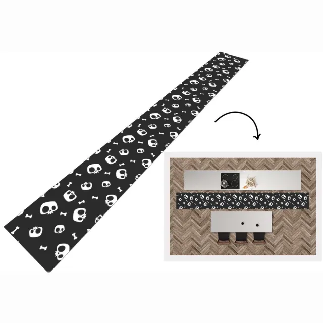 KitchenYeah Keukenloper - Keukenmat - Patronen - Skull - Skelet - Bot - Keuken vloerkleed Multicolor