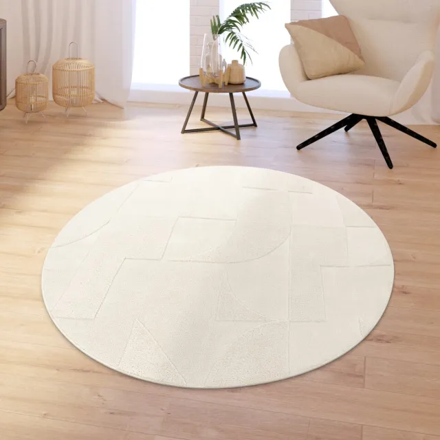 TT Home Woonkamer tapijt slaapkamer hoogpolig zacht wasbaar effen 3D look modern 120 x 120 cm Rechthoek 120 x 120 cm Rechthoek beige