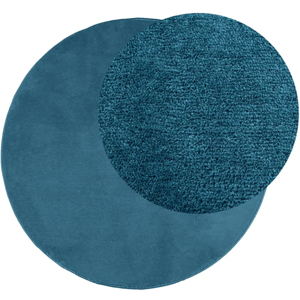 vidaXL Vloerkleed OVIEDO laagpolig Ø 160 cm turquoise Blauw