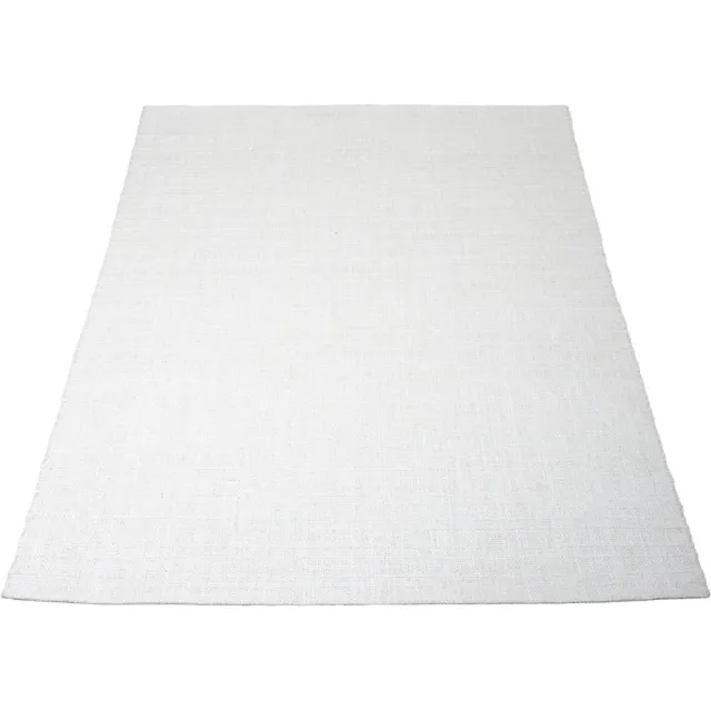 Veer Carpets Vloerkleed Cross Naturel - Handgeweven Design Vloerkleed in Wolmix in Scandinavische / Japandi Stijl Wit