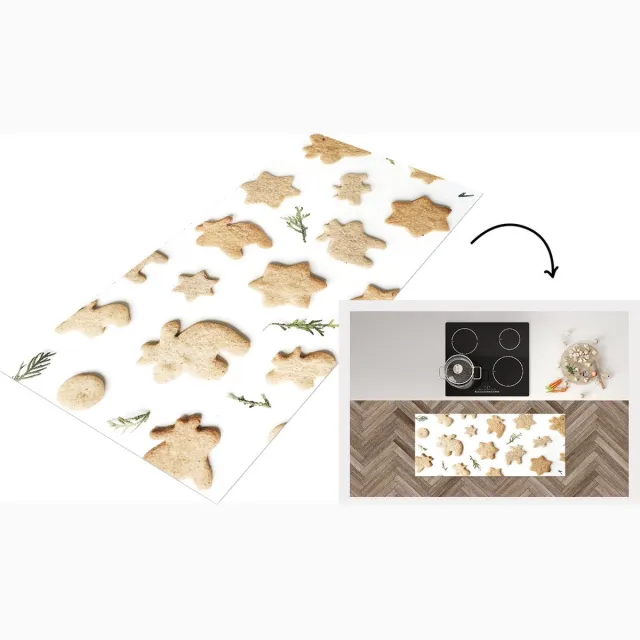KitchenYeah Keukenloper - Loper keuken - Winter - Kerst - Koek - Keukenloper vinyl Multicolor