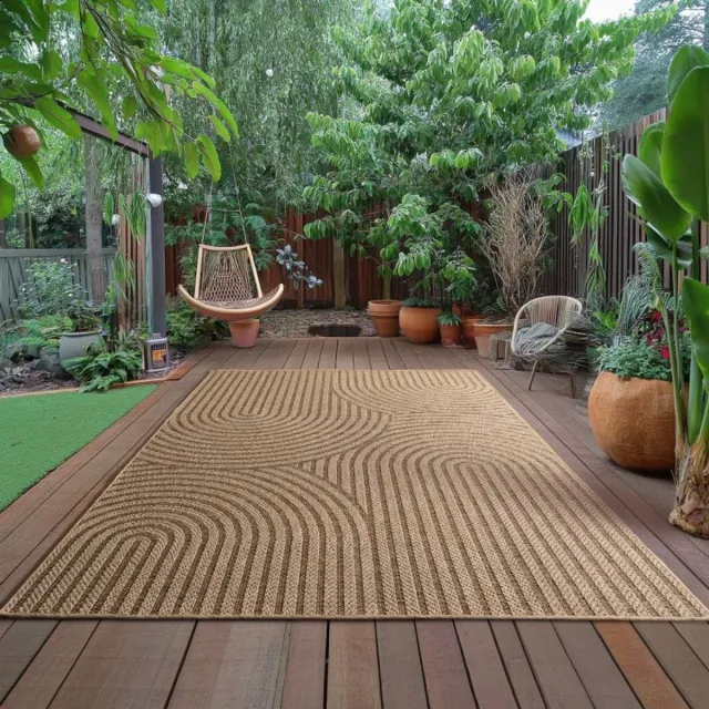 TapisTrend Buiten- en terraskleden Beige 160x230 cm Buitenkleed, gemaakt van jute, voor woonkamer en keuken, UV-bestendig, bohemian stijl