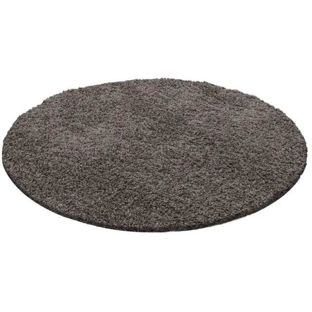 Dutch XXL Rond Hoogpolig Vloerkleed | Tapijt | Shaggy | Life | Uni | Taupe | 200x200 cm