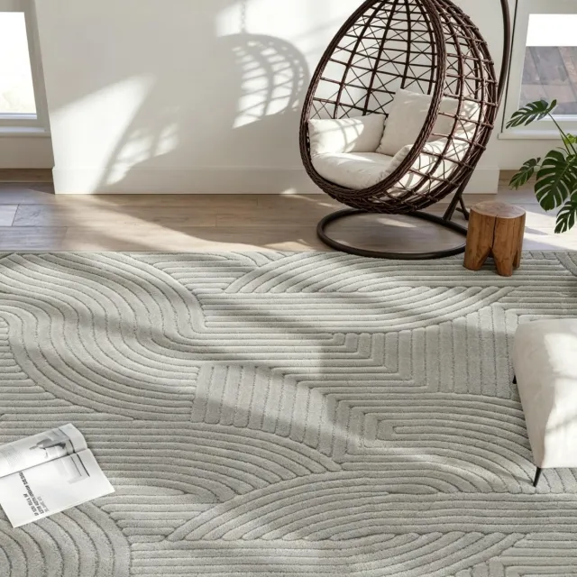 STILVORA Vloerkleed Geometrisch – 160 x 120 cm – Polyester En Katoen – Grijs – Zacht Antislip Vloerkleed Voor Woonkamer Met Reliëf