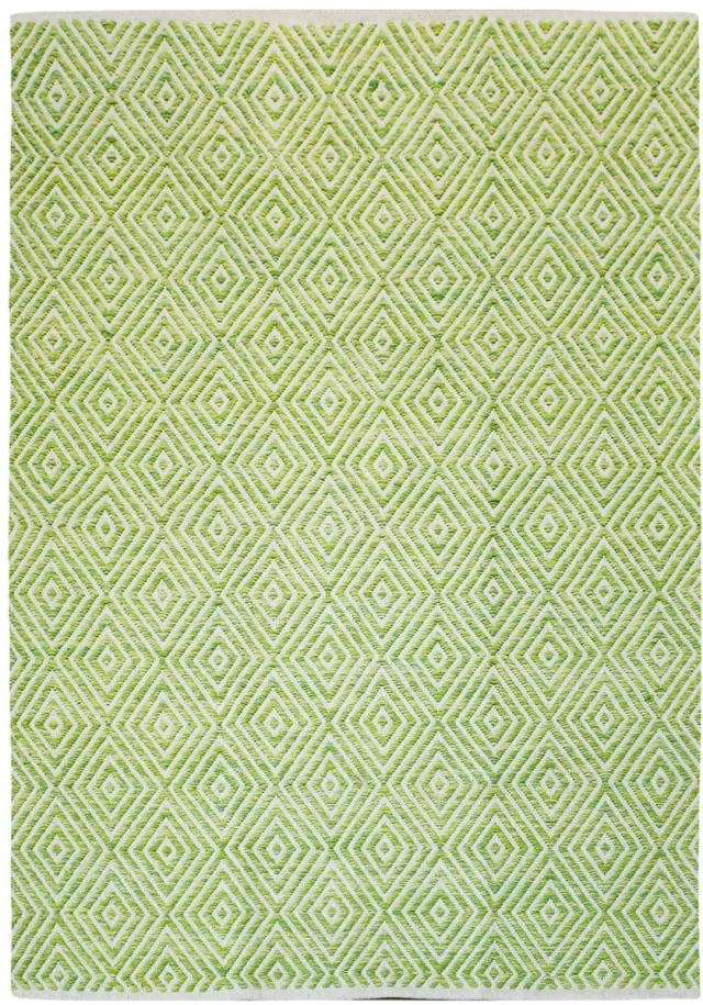 Padiro design laagpolig vloerkleed 80 x 150 cm - lichtgroen - modern abstract ruitontwerp - voor vloerverwarming - van katoen, polyester, viscose en modacryl