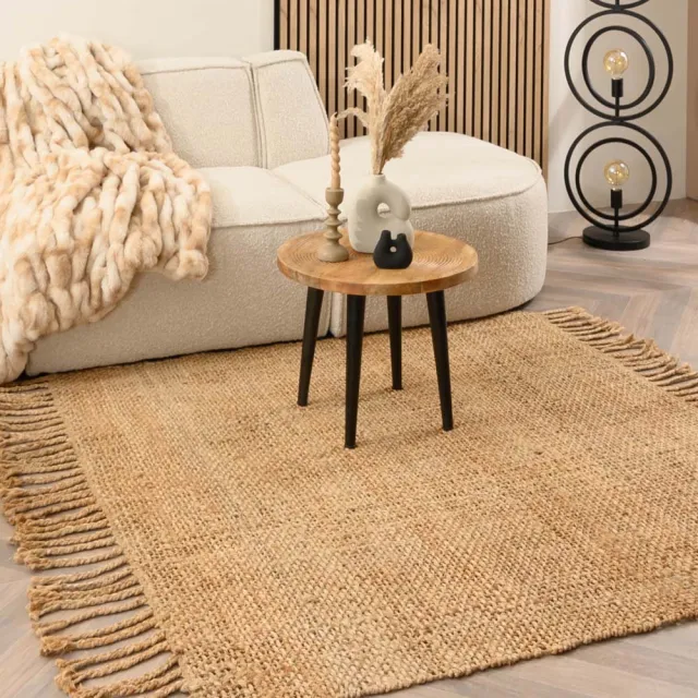Boho&me Jute vloerkleed vierkant - Chunky naturel 300x300
