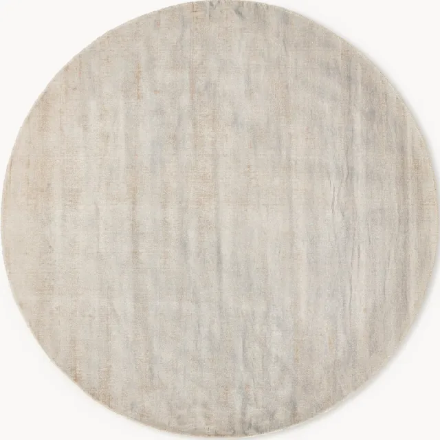Westwing Collection Rond handgeweven viscose vloerkleed Jane Beige