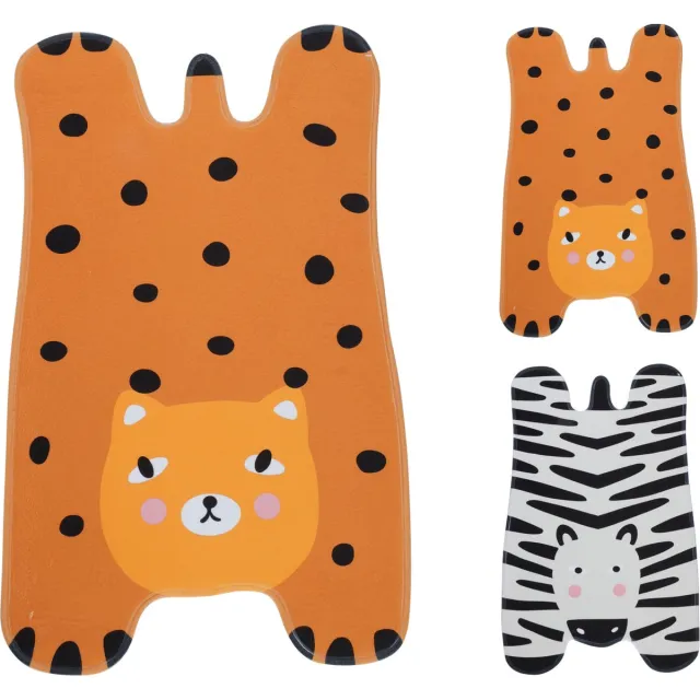H&S Collection dierenmat-kinderkamer-poes-zebra-50 x 80 cm Oranjebruin