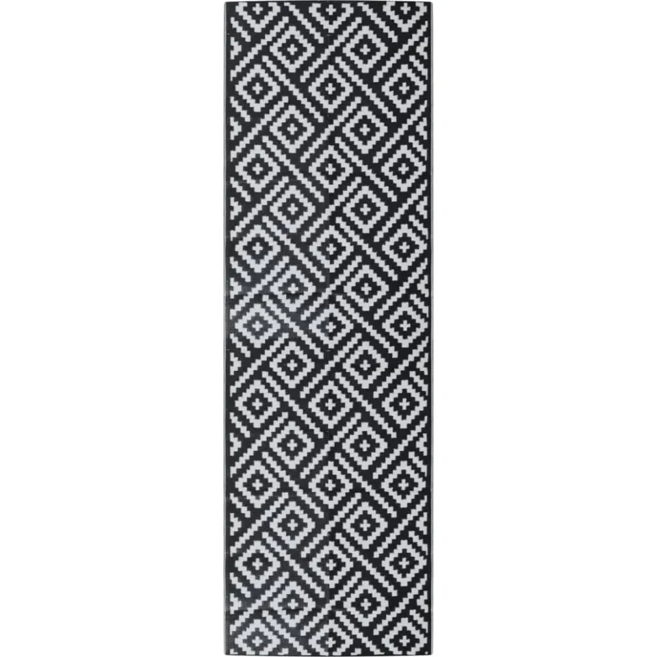 vidaXL Buitenkleed ARAKIL 80x250 cm polypropeen wit en zwart, foto 3
