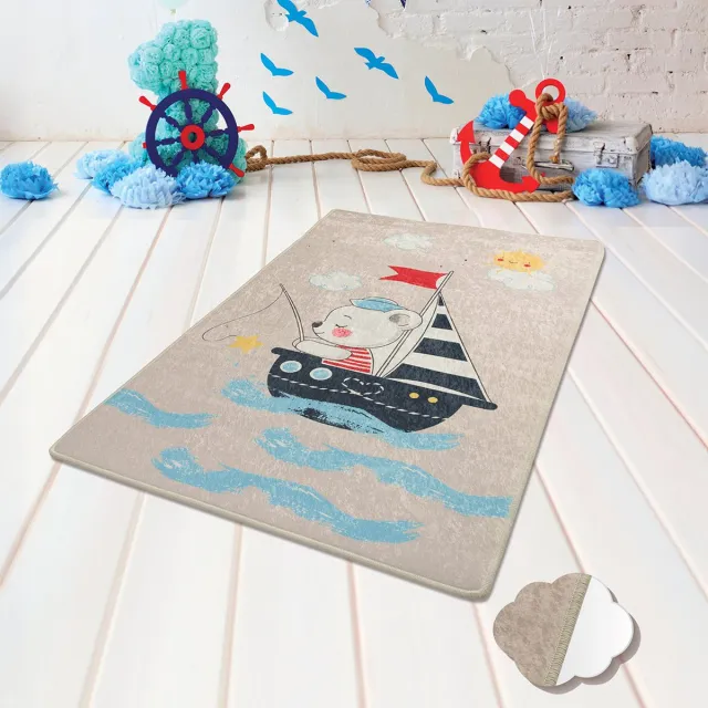Bosdela Wasbaar kinder- en babykleed, 100x160 cm, zacht, ideaal voor kinderkamers, speelkamers en kruipmatten Sailor grijs