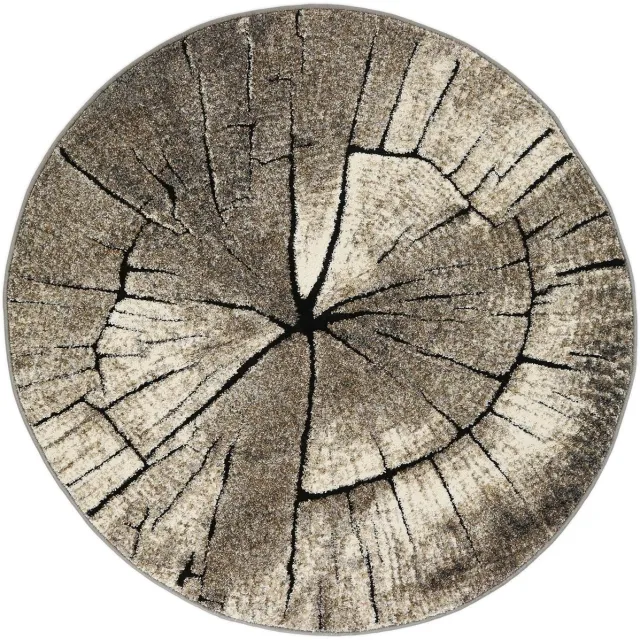 Merinos Boomstam Design Vloerkleed - Ibiza 605-95 Earth - Beige-Grijs-Ø 160 cm