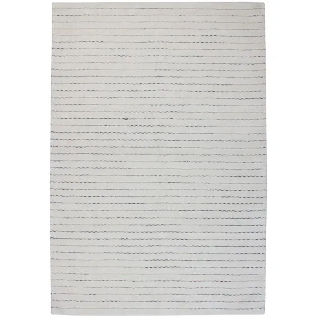 Padiro stijlvol laagpolig vloerkleed 120 x 170 cm - lichtbeige - modern streeppatroon - voor vloerverwarming - van viscose, wol en katoen