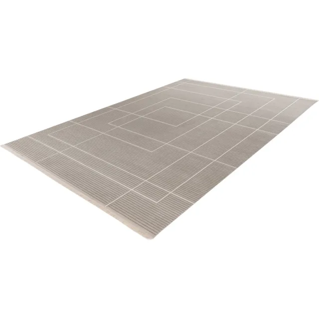 Lalee Elif Japandi stijl vloerkleed 3d effect hooglaag cirkels reliëf laagpolig karpet 80x150 cm zilver