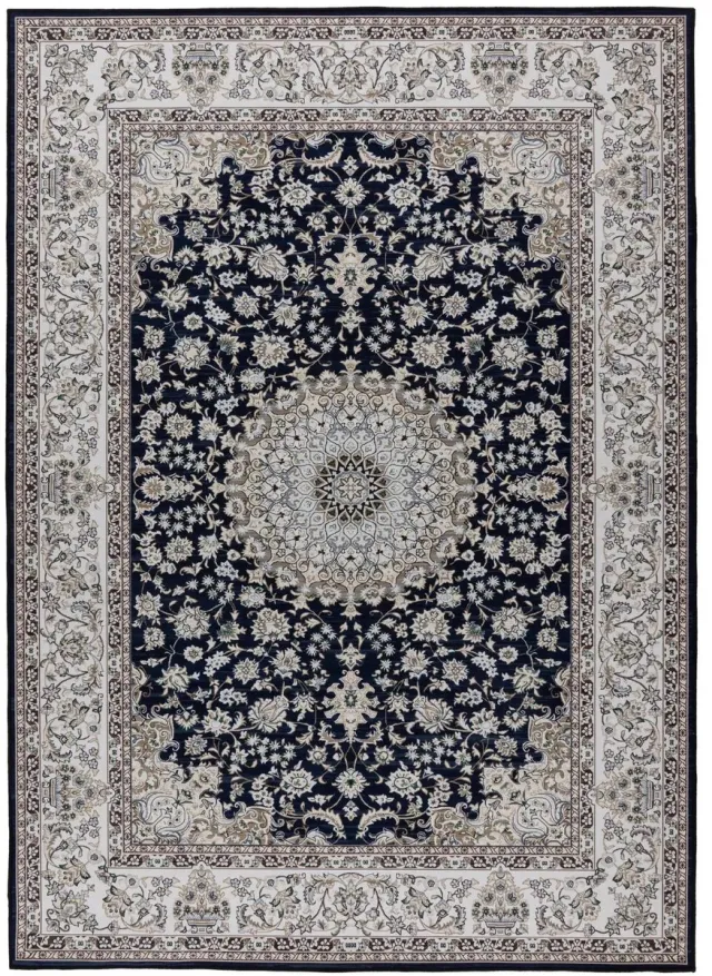 Dutch XXL Wasbaar Vloerkleed | Tapijt | Dunya | Medaillon | Marineblauw | 160x230 cm