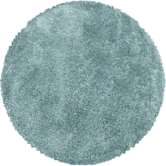 Ayyildiz Hoogpolig vloerkleed, effen kleur - effen blauw, vloerkleed voor de woonkamer, jute achterkant, afmeting: 200 cm rond