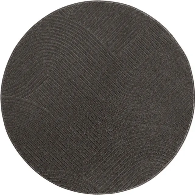 TrueWeave Rond zacht vloerkleed - Fuzz Waves antraciet 120