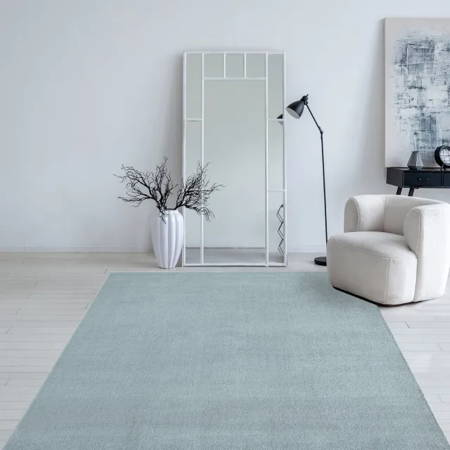 Mia´s Teppiche Mia’s Teppiche Taos – superzacht kortflor vloerkleed met antislip rug, wasbaar, blauw, 80 x 150 cm