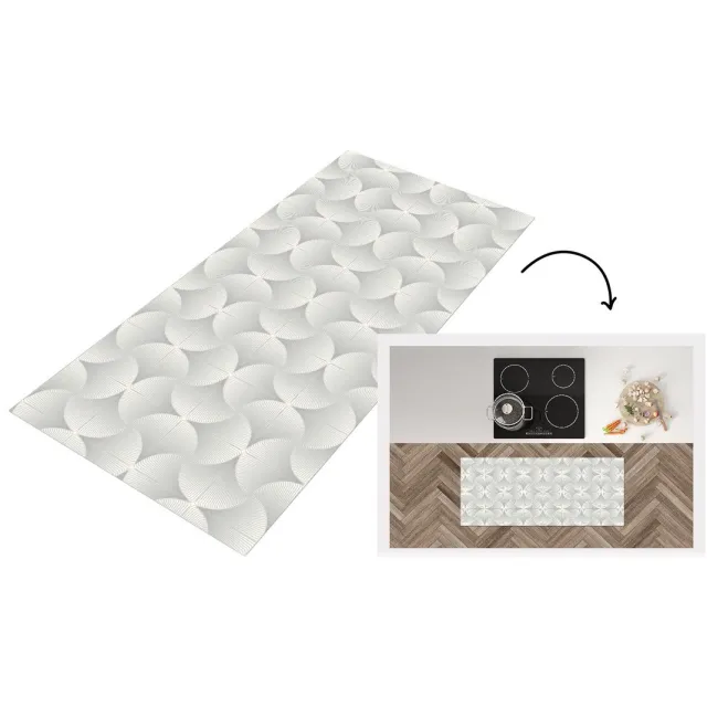 KitchenYeah Keukenloper 120x50 cm - Keukenmat vinyl Patronen - Zilver - Retro - Keukenmatten loper - Keuken vloerkleed tapijt