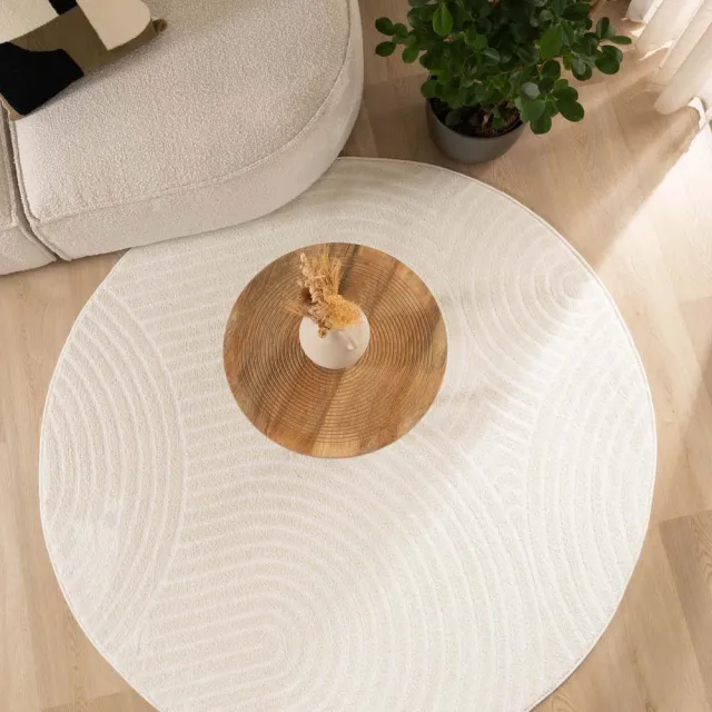 Nordic Weavers Scandinavisch vloerkleed rond - Contour Curve crème 100