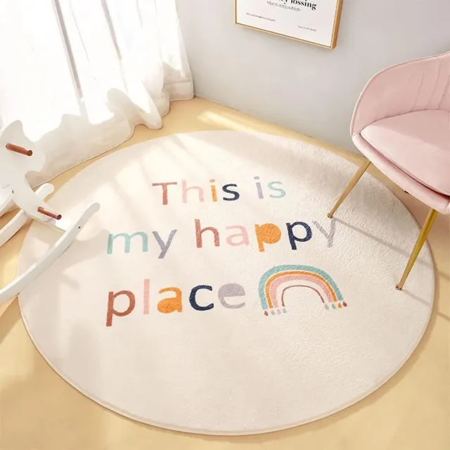 Welvaart Rond vloerkleed, kindertapijt, antislip thermisch isolatietapijt met cartoonprint, kruipmat voor baby's, groot zacht vloerkleed, kleine kinderkamer (Welvaart 21 140 x 140 cm)