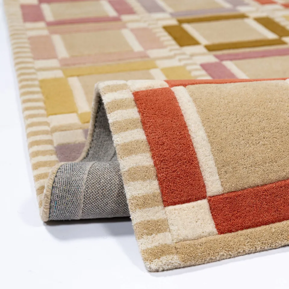Flair Rugs Quadro Checkerboard wollen vloerkleed meerkleurig beige/blauw/groen/rood, foto 3