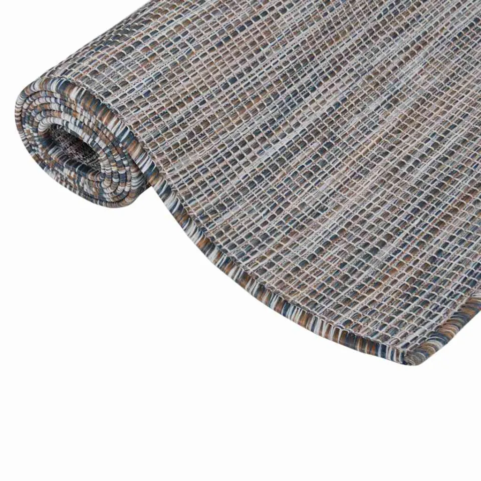 vidaXL Buitenkleed platgeweven 120x170 cm bruin en blauw, foto 3